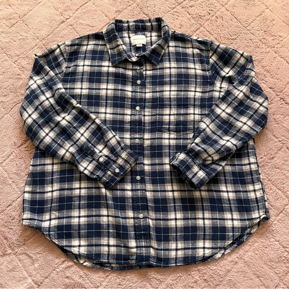 American Eagle 100% Cotton Button Down Plaid Flannel Women’s Size XL - Picture 1 of 9